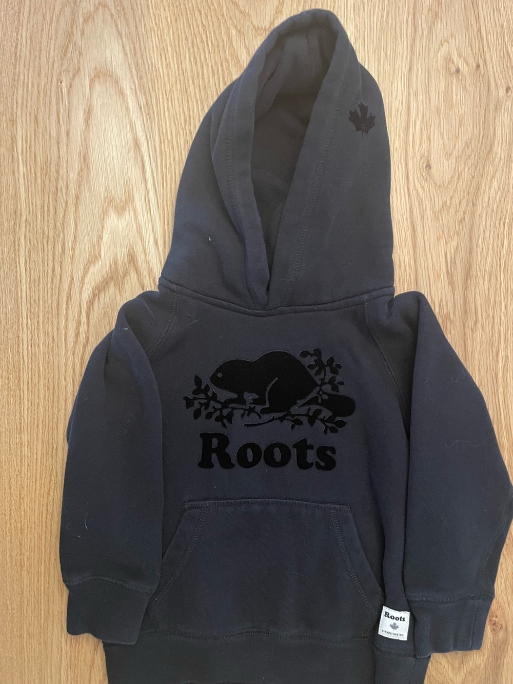 BNWOT Roots Kids Black Hoodie with Beaver Logo